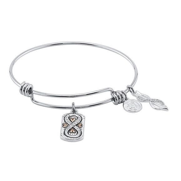 New! Friends Are Family We Choose Infinity Bracelet Silver Plated Charms NWT Box - Picture 3 of 12